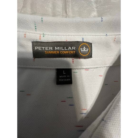 Peter Millar Summer Comfort Golf Shirt Polo Men's Size Large White Active - Picture 4 of 7